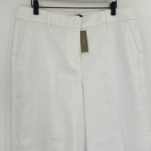 NWT J. Crew Womens White Relaxed Stretch Linen Blend Sydney Pant Size P12 - Picture 6 of 11